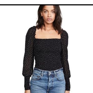 Reformation Black Dot Pinto Top